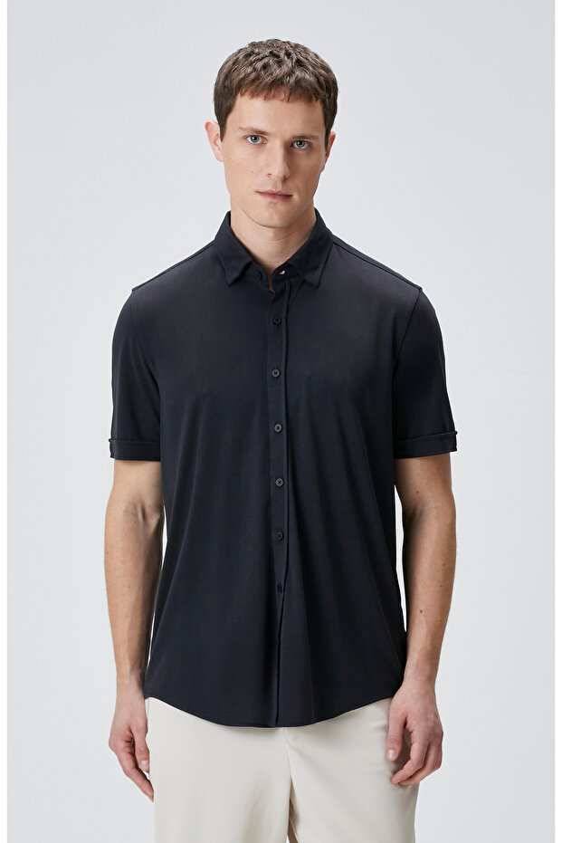 Siyah Comfort Örme Gömlek - 3