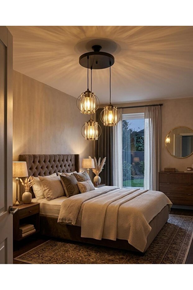 Kumru 3'lü Avize Siyah - 3