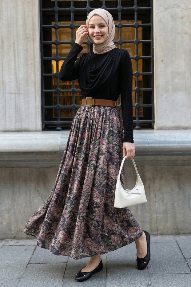 Belt Piece Sandy Black Set with Draped Collar