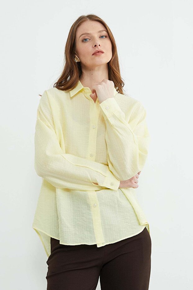 Basic Düğmeli Krinkıl Gömlek - 7