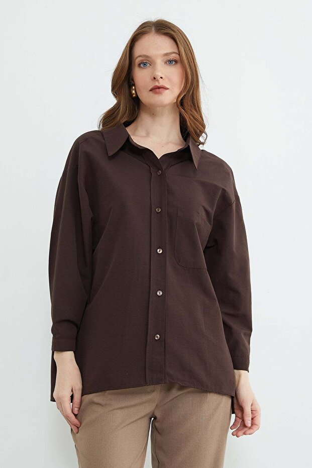 Basic Tek Cepli Oversize Gömlek - 3