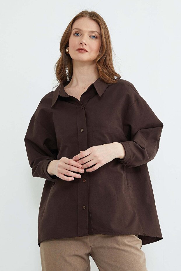 Basic Tek Cepli Oversize Gömlek - 4