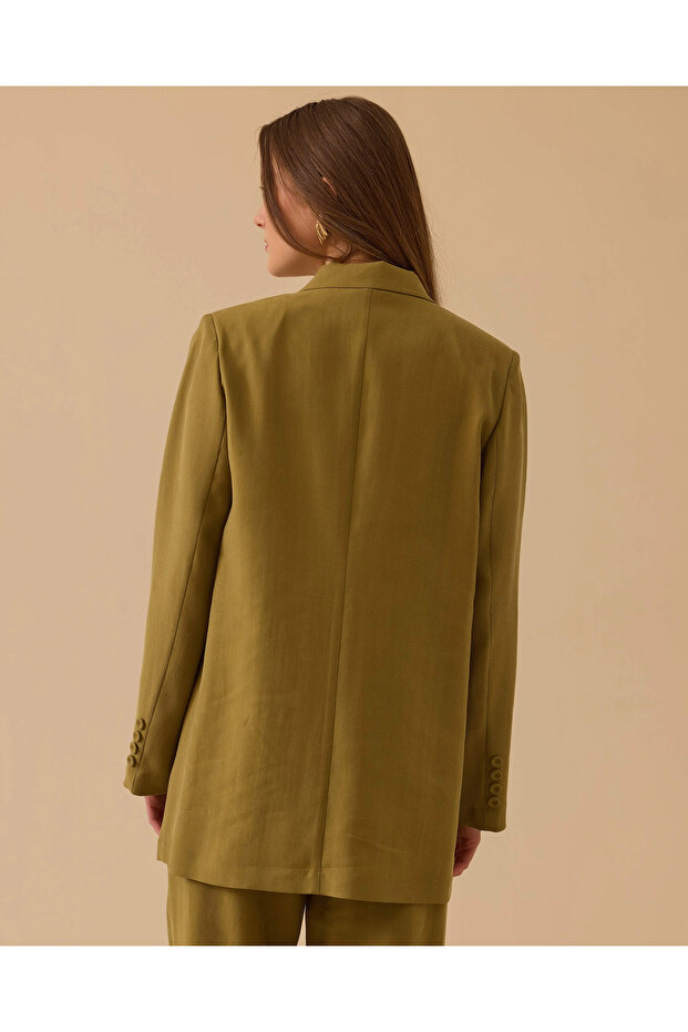 Tek Düğmeli Cepli Ceket - 3