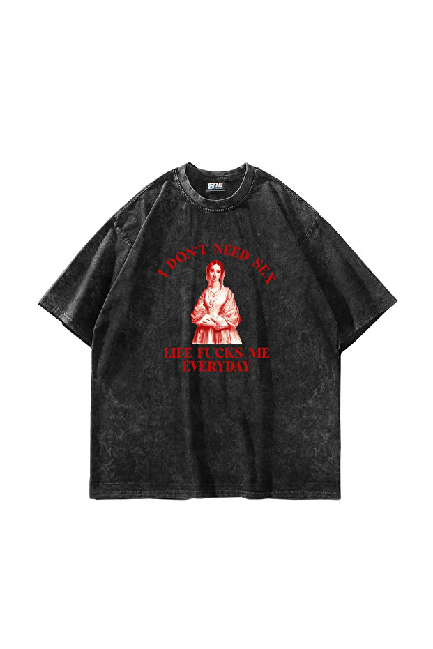 I Don'T Need Printed Oversized Unisex Washable Black Tshirt
