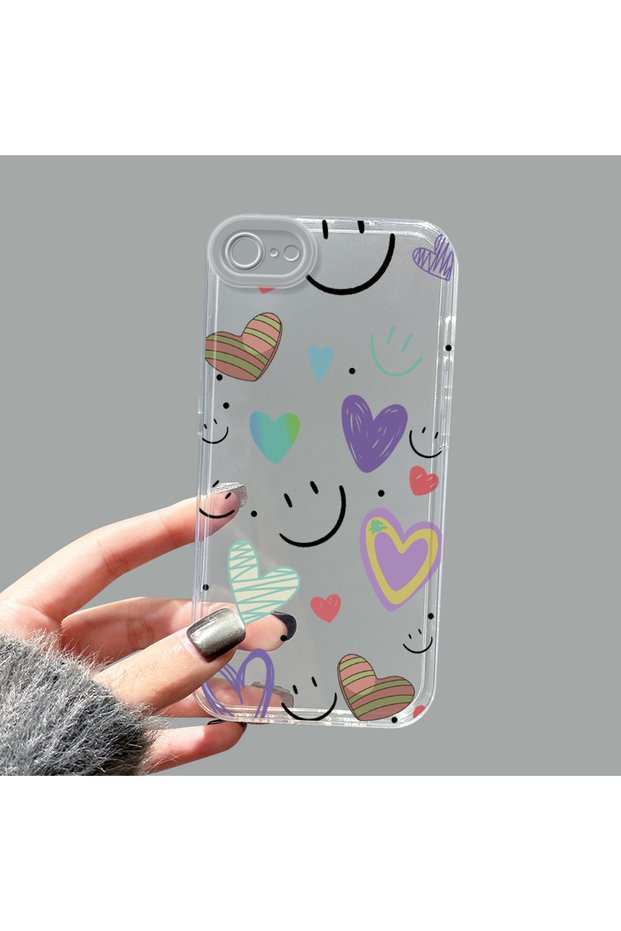 iPhone 7/8/Se 2020 2022 Compatible Camera Protected Anti-Shock Aesthetic Print Patterned Transparent Silicone Case
