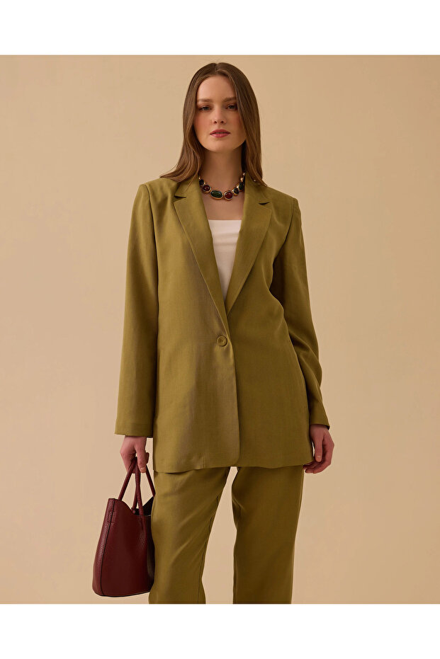 Tek Düğmeli Cepli Ceket - 1