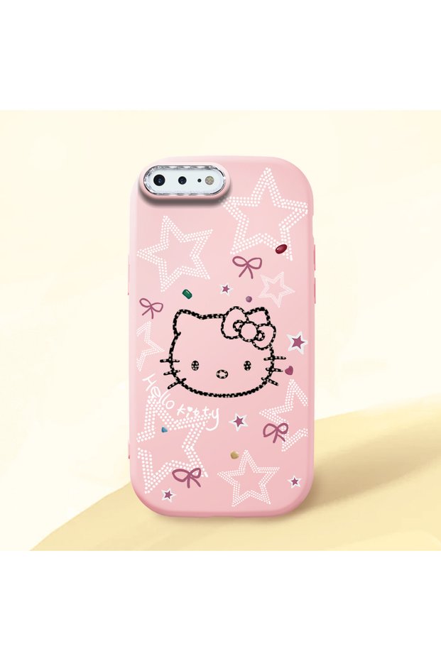 iPhone 8 Plus Compatible Hello Kitty Patterned Camera Protected Pink Soft Silicone Phone Case