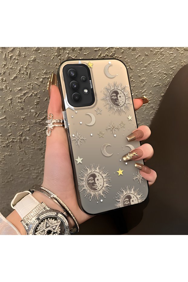 Samsung Galaxy A32 4g Compatible Gold-Tone Star Patterned Acrylic Material Phone Case
