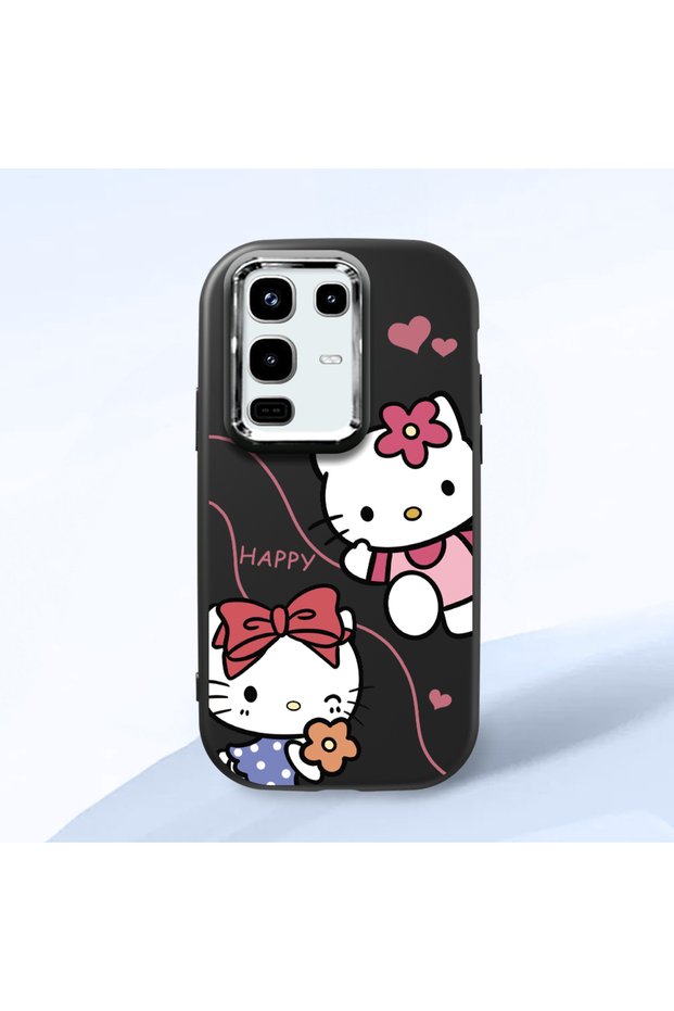 Infinix Note 50 Pro Compatible Camera Protected Black Soft Silicone Phone Case Hello Kitty Patterned