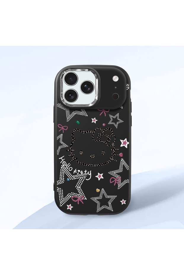 iPhone 18 Pro Max Compatible Case Camera Protector Black Kitty Pattern Silicone Lover Couple Phone Case