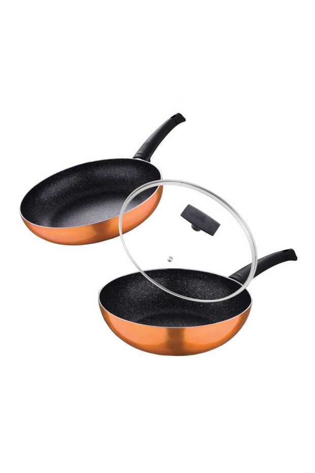 Fry Pan & Wok Pan with Lid, 2 pcs, 28+26 cm