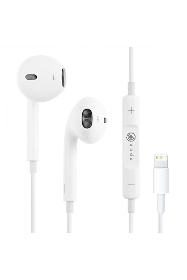 Wired Lightning Headset Stereo Earphone with Mic White