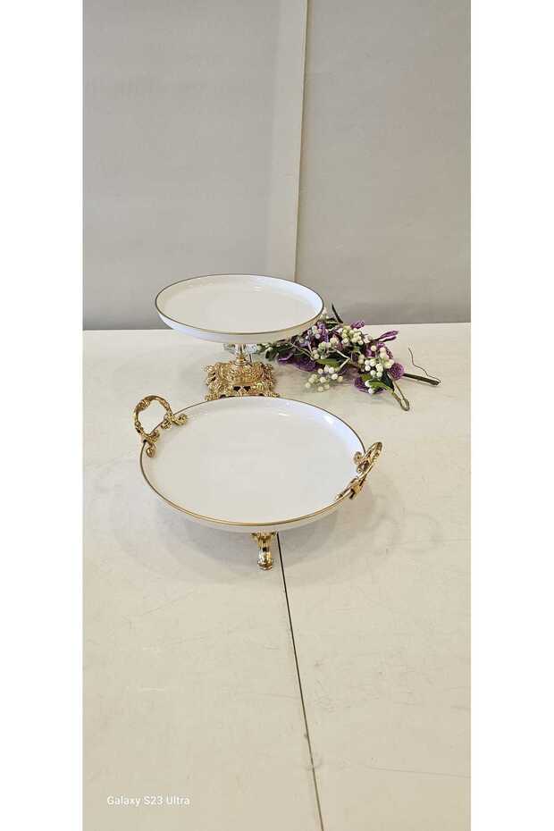 2.Part Footed Porcelain Presentation Holder Gold