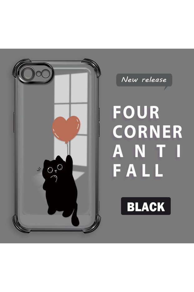 iPhone 7/8/Se 2020 2022 Compatible Transparent Four Corner Silicone Coated Glossy Edge Case