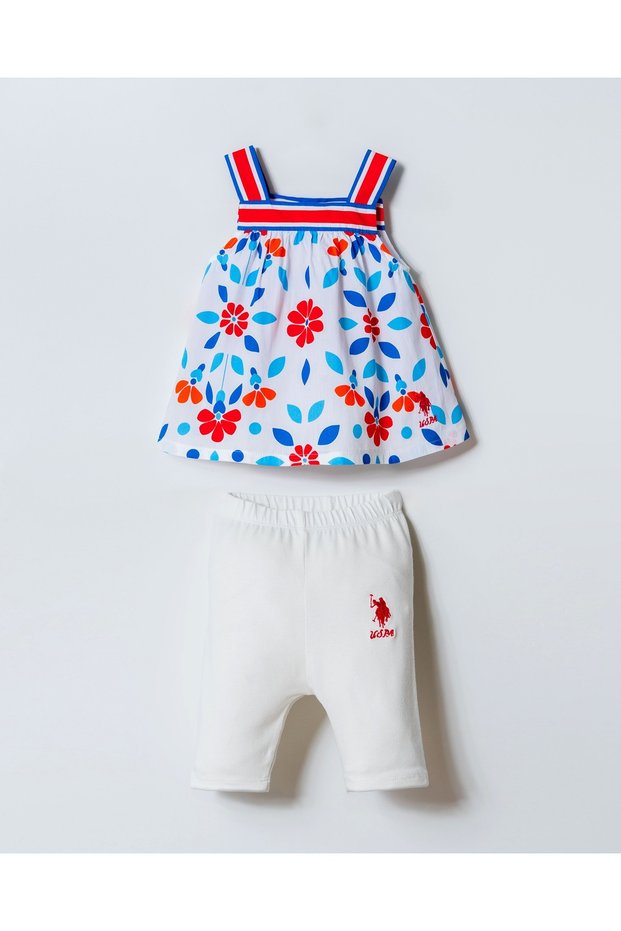 U.S.Polo Assn Usb2998 Blue-Orange Baby Girl 2-Piece Set