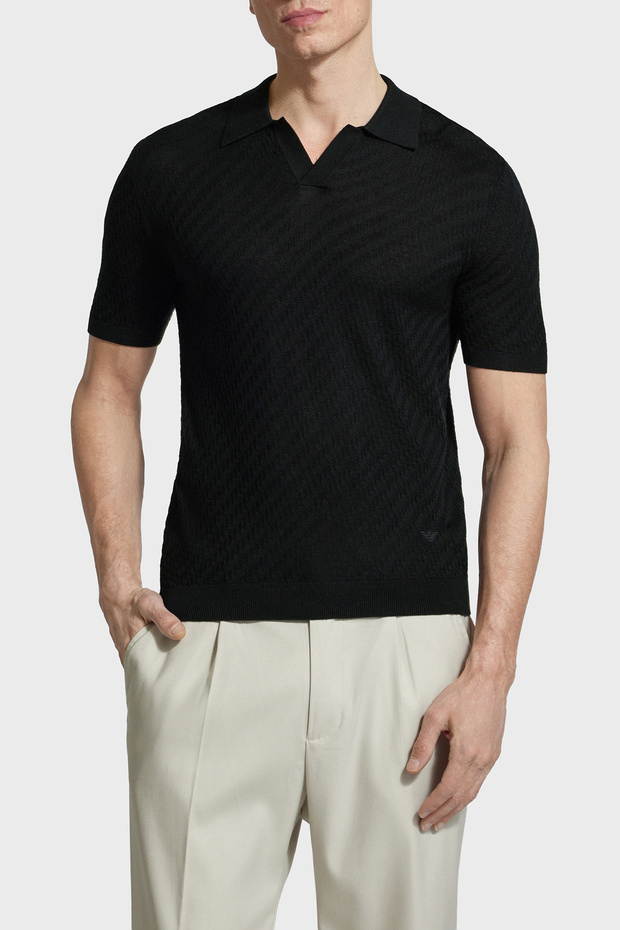 Wool Blend Regular Fit Polo Collar Short Sleeve Sweater Men's Sweater Em004307 Af24573 Uc0