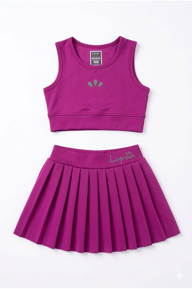 Lyrax Embossed Skort Crop Girls' Sports Set