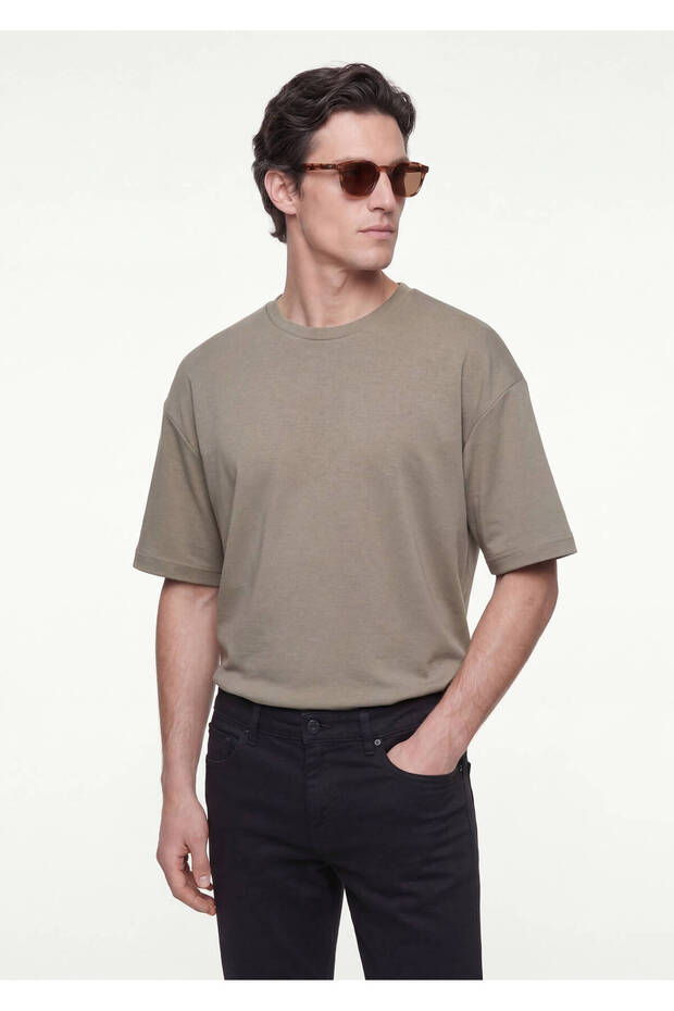 Haki Düz Sweatshırt - 1