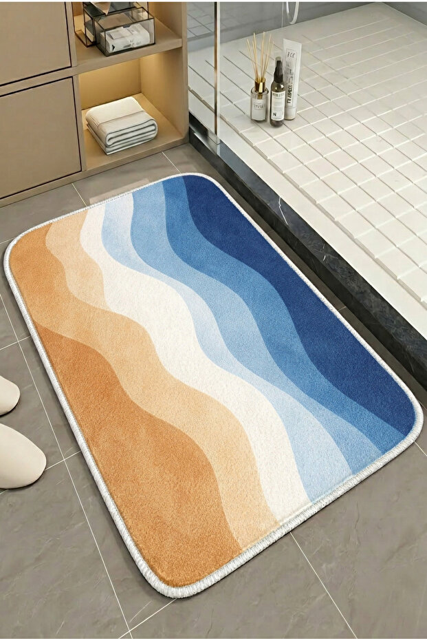 Multi-Purpose Shower Mat Non-Slip Foot Mat 60X100 Modern Patterned Soft Base