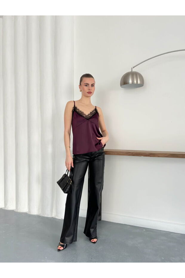 Satin Lace Tank Top - 4