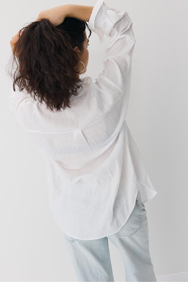 Basic çift kumaş gömlek - 5