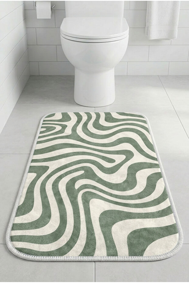 Multi-Purpose Toilet Front Bath Mat Non-Slip Base Foot Mat 60X40 Modern Patterned Soft Base