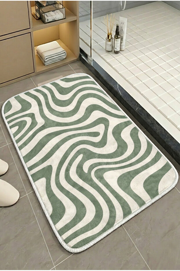 Multi-Purpose Shower Mat Non-Slip Foot Mat 60X100 Modern Patterned Soft Base