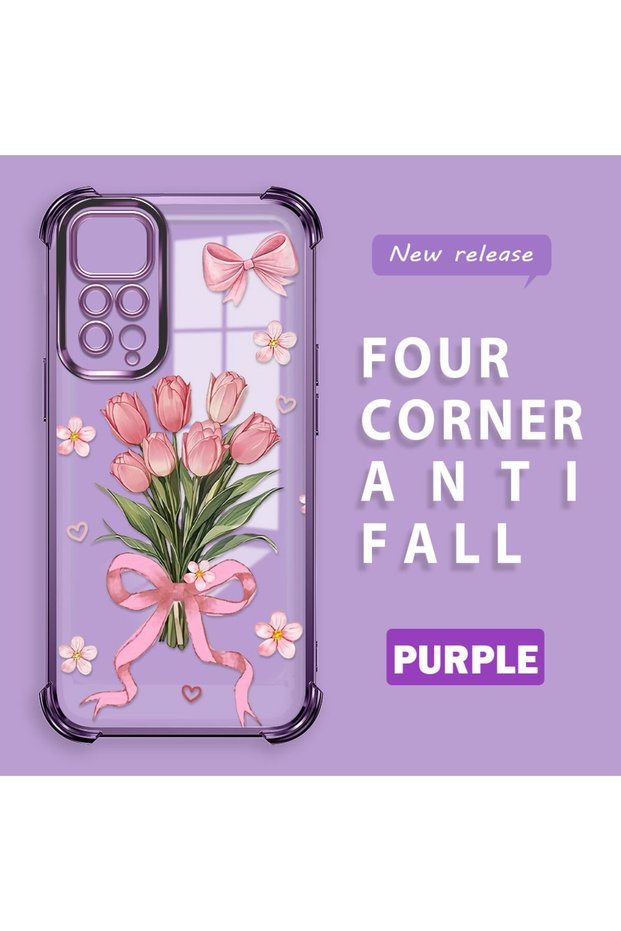 Redmi Note 11 Compatible Transparent Four Corner Silicone Coated Glossy Edge Case