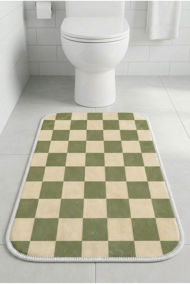 Multi-Purpose Toilet Front Bath Mat Non-Slip Base Foot Mat 60X40 Modern Patterned Soft Base