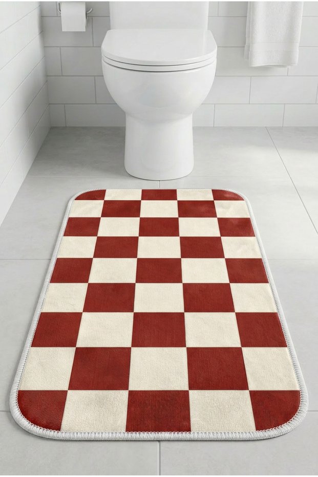 Multi-Purpose Toilet Front Bath Mat Non-Slip Base Foot Mat 60X40 Modern Patterned Soft Base