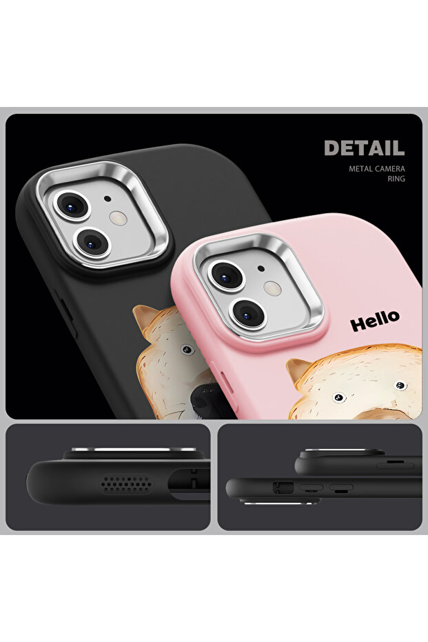 iPhone 11 Compatible Anti-Impact Camera Protected Patterned Printed Pink Silicone Case - 6