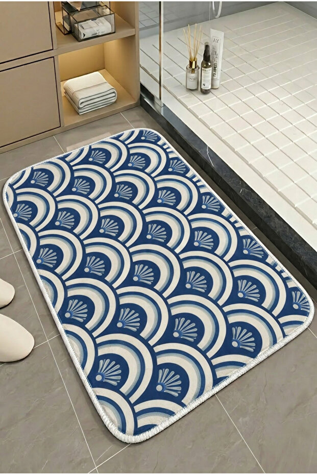 Multi-Purpose Shower Mat Non-Slip Foot Mat 60X100 Modern Patterned Soft Base