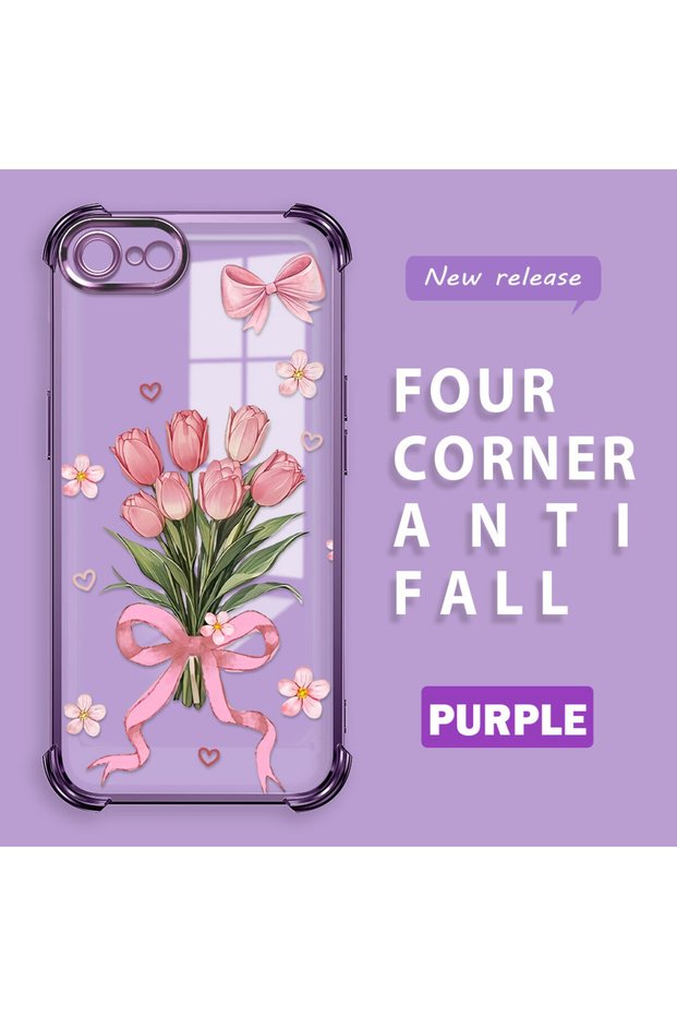 iPhone 7/8/Se 2020 2022 Compatible Transparent Four Corner Silicone Coated Glossy Edge Case