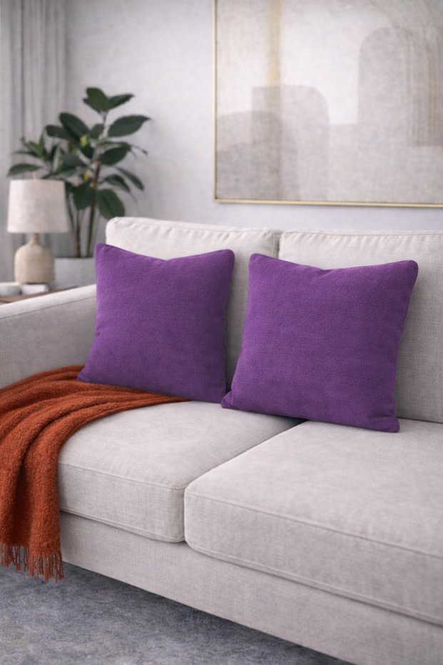 4-Pack Cotton Textured Woven Cushion Cover Purple
