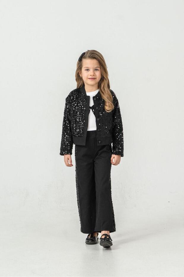 Girl's Sequined Top and Bottom Pants Set