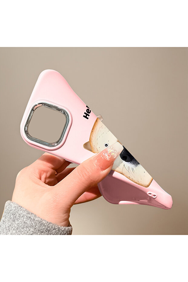 iPhone 11 Compatible Anti-Impact Camera Protected Patterned Printed Pink Silicone Case - 5