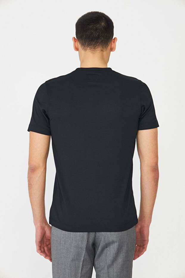 Μαύρο T-shirt Crew Neck Basic - 4