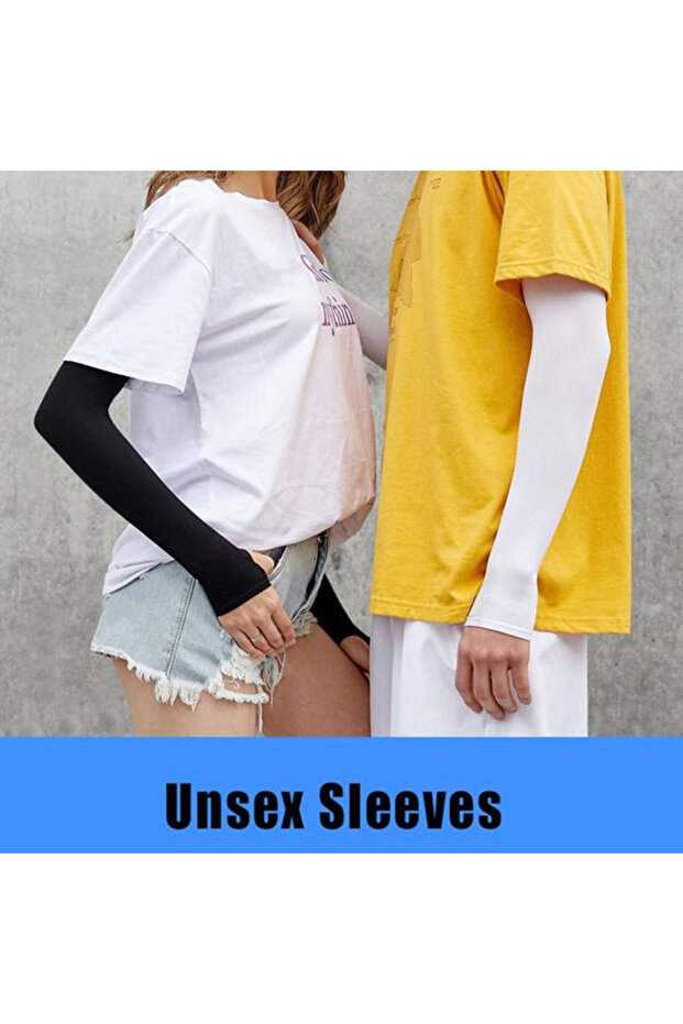 Mâneci Elastice Protecție Braț UV Set 2 Bucăți Alb - 3