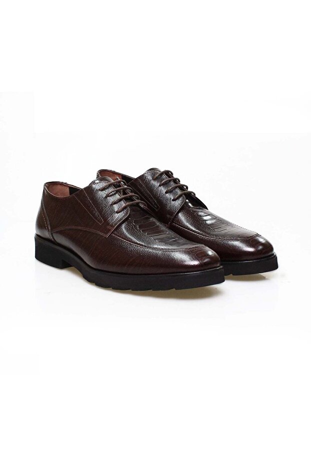 Brown Lace-Up Genuine Leather Men's Shoes