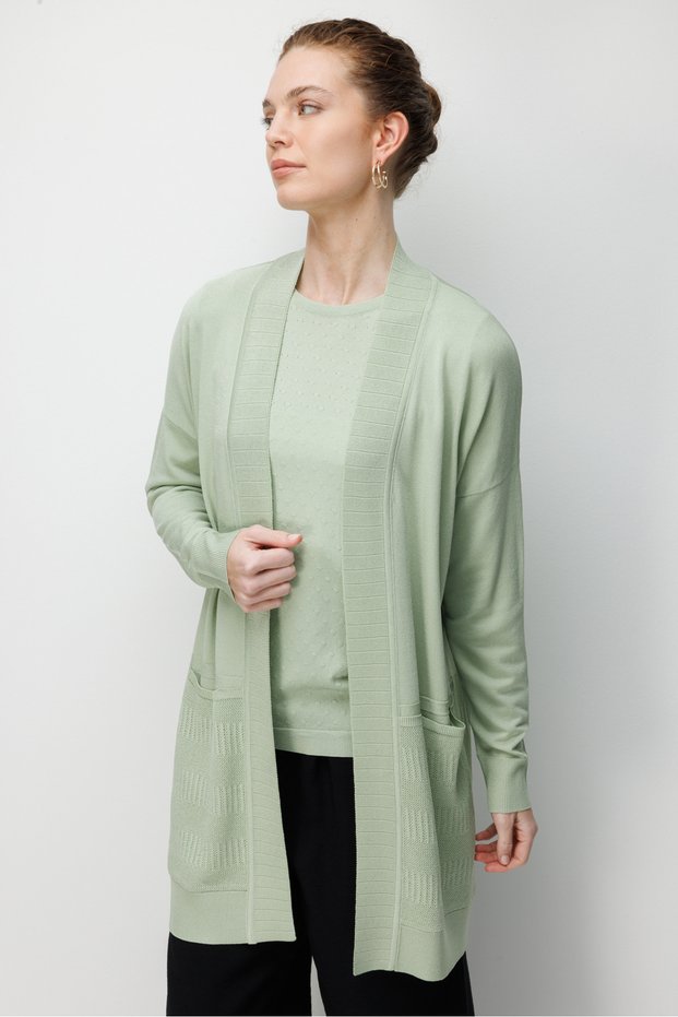Women's Knitwear Summer Long Cardigan Dark Green