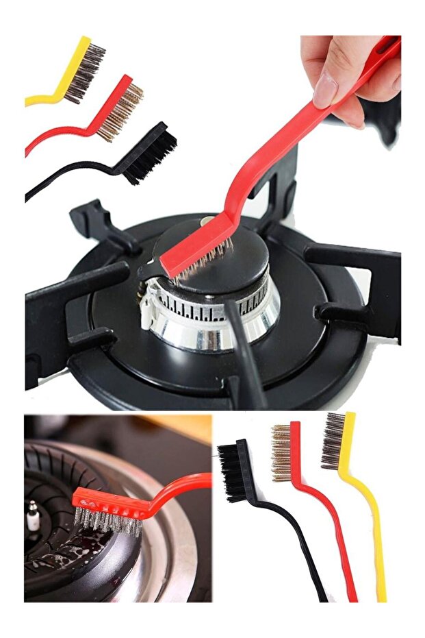 3-Piece Mini Detail Cleaning Brush Bathroom Kitchen Stove Dirt Rust Brush