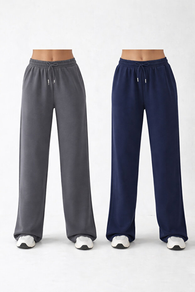 Women's 2-Piece Modal Wide-Leg Lace-Up Sweatpants