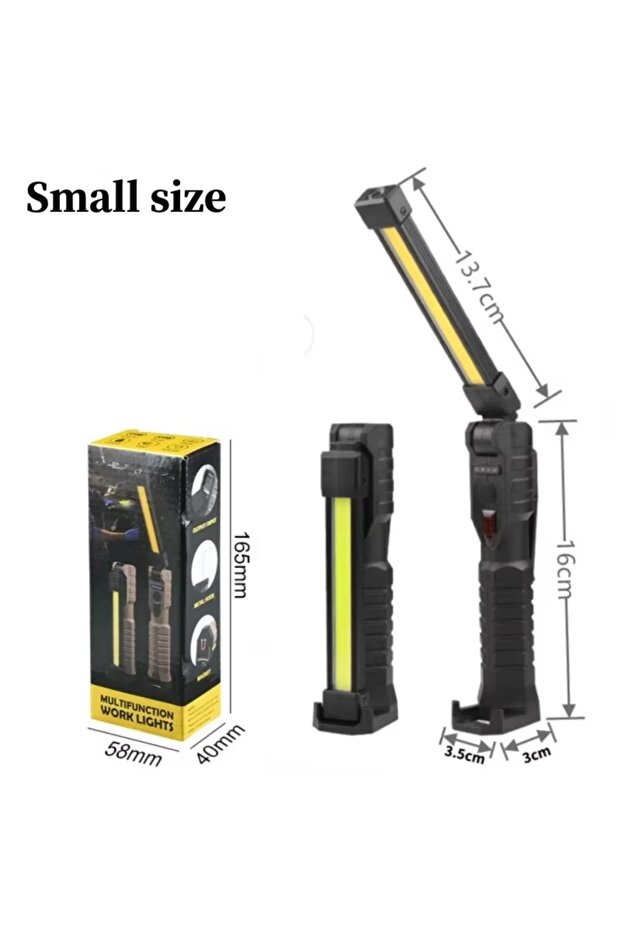 مصباح عمل LED COB XPE قابل للطي باللون الأسود بمقاسات صغيرة ومحمول باليد مع مصباح يدوي مدمج يعمل بالبطارية