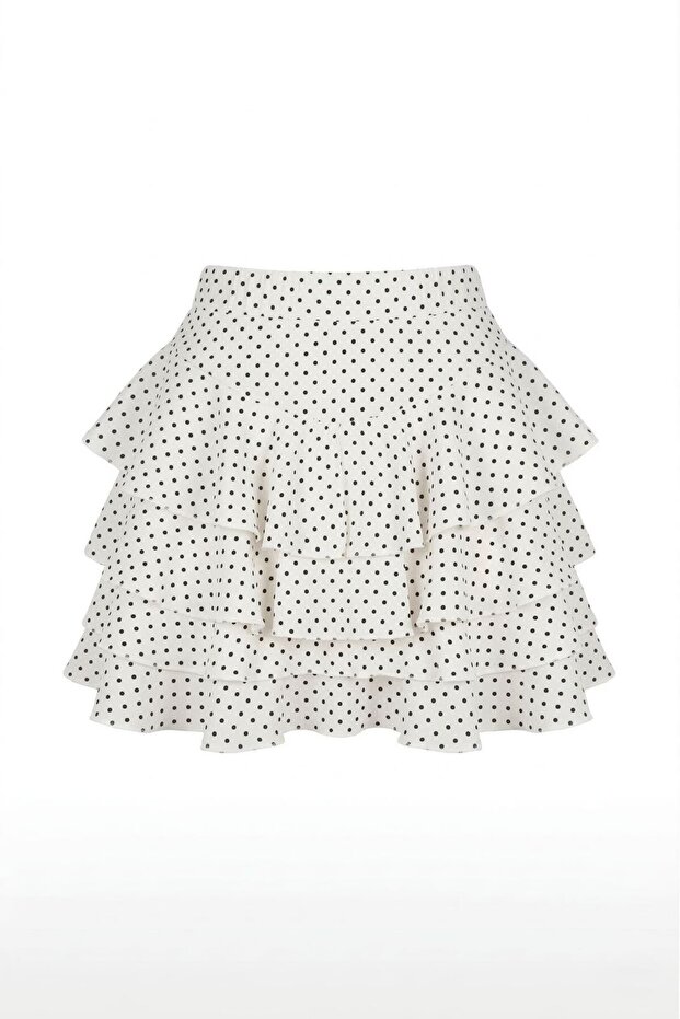Mykonos Ruffled Black Polka Dot Skirt