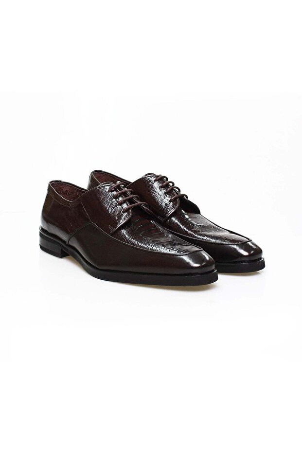 Brown Lace-Up Genuine Leather Men's Shoes
