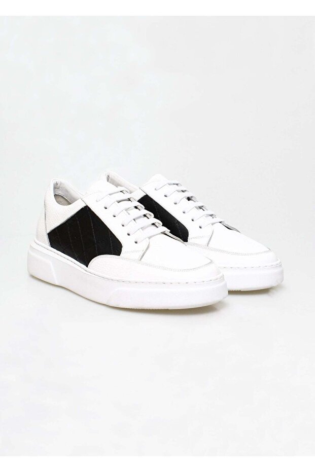 White Color Lace-Up Genuine Leather Men's Shoes