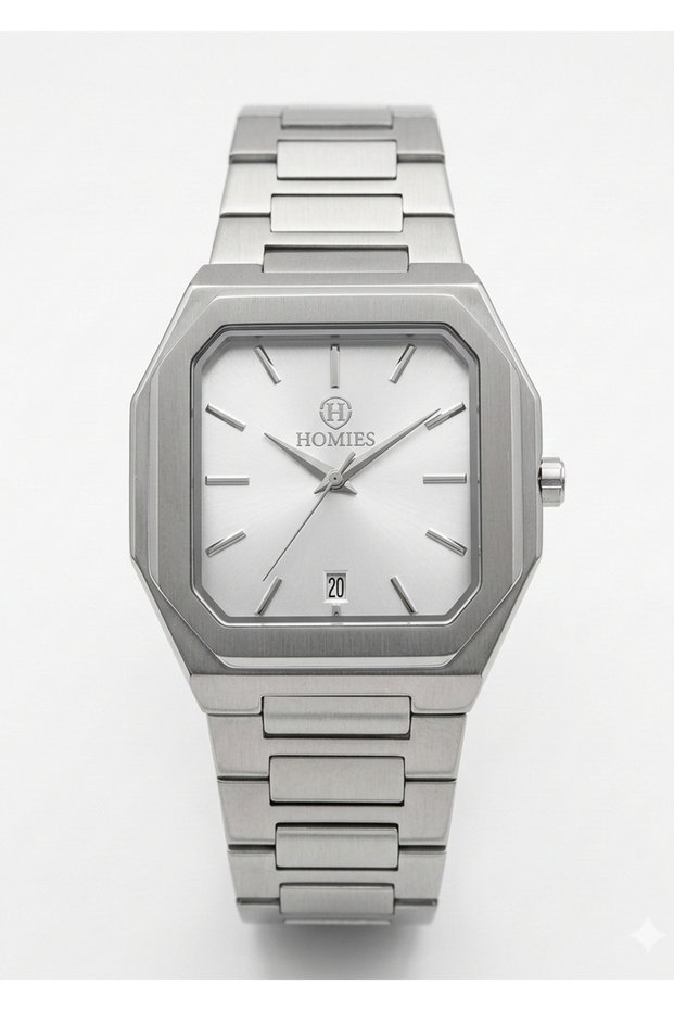 Men's Silver Metal Cord Silver Dial Calendar Wrist Watch 2 Year Warranty