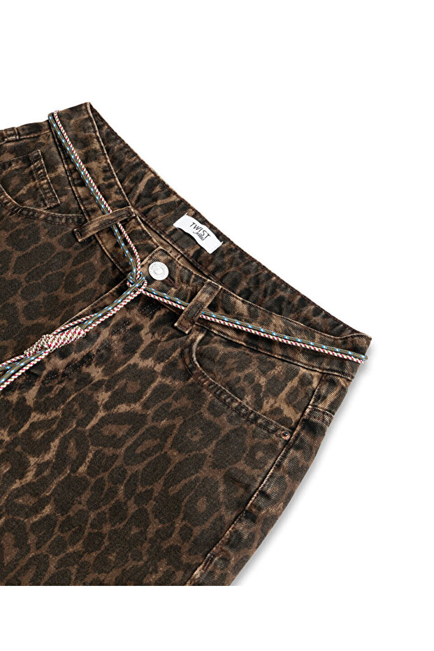 LEOPAR DESEN BERMUDA ŞORT - 4