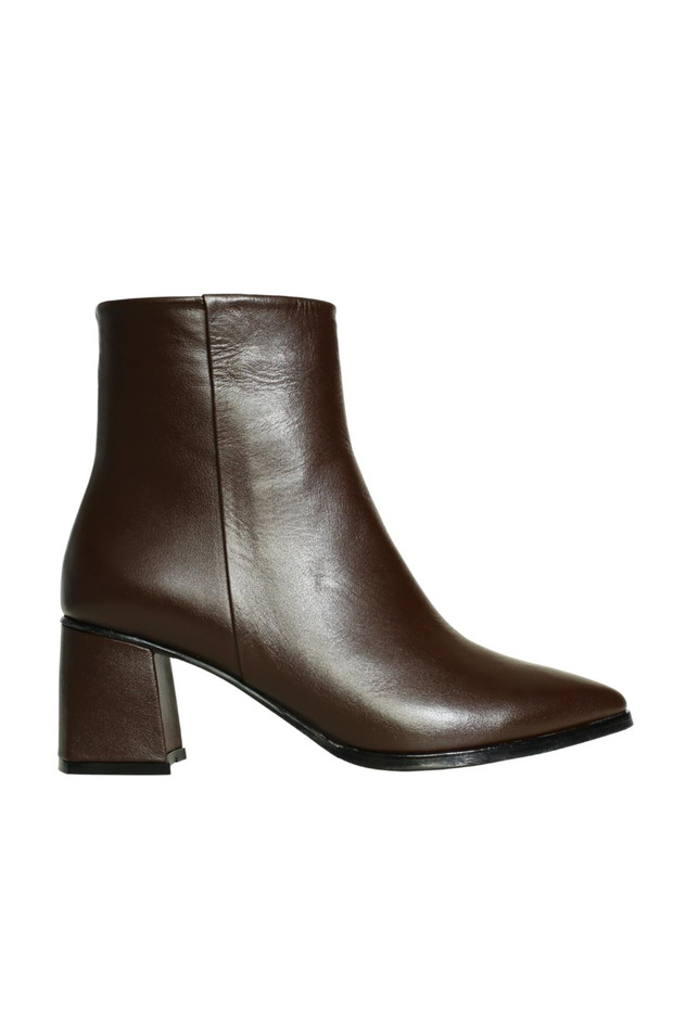 Brown Leather Women's Heeled Boots