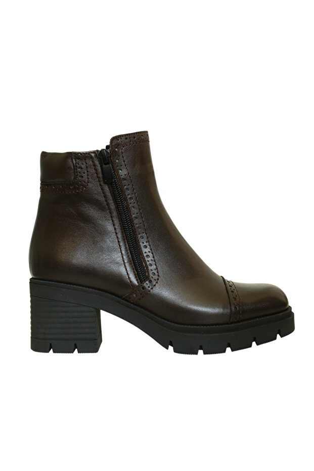 Brown Leather Women's Heeled Boots